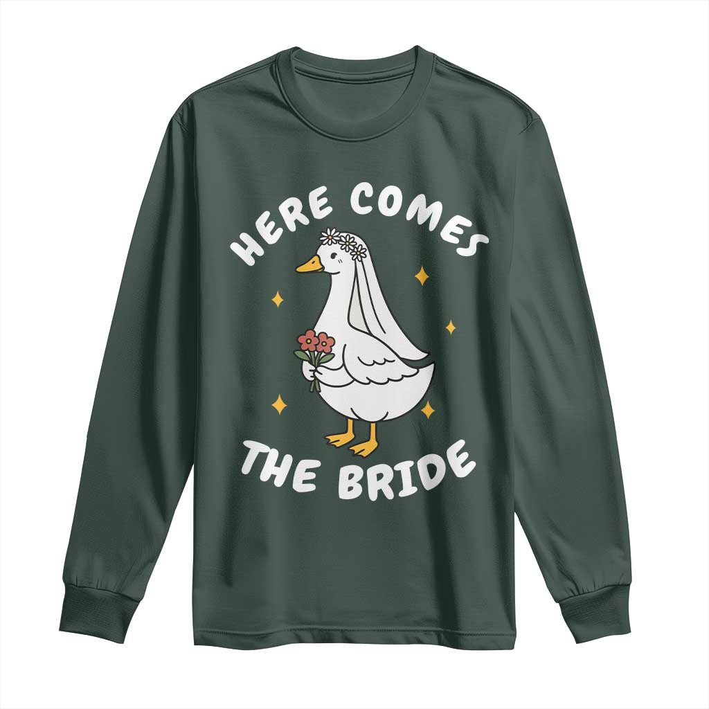 Silly Goose Bride Long Sleeve Shirt Funny Goose Lovers TS10 Dark Forest Green Print Your Wear