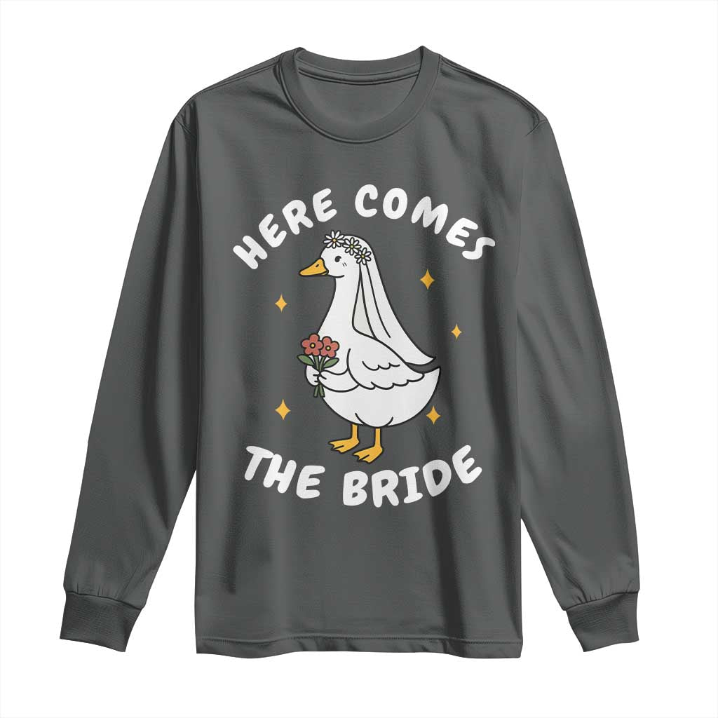 Silly Goose Bride Long Sleeve Shirt Funny Goose Lovers TS10 Dark Heather Print Your Wear