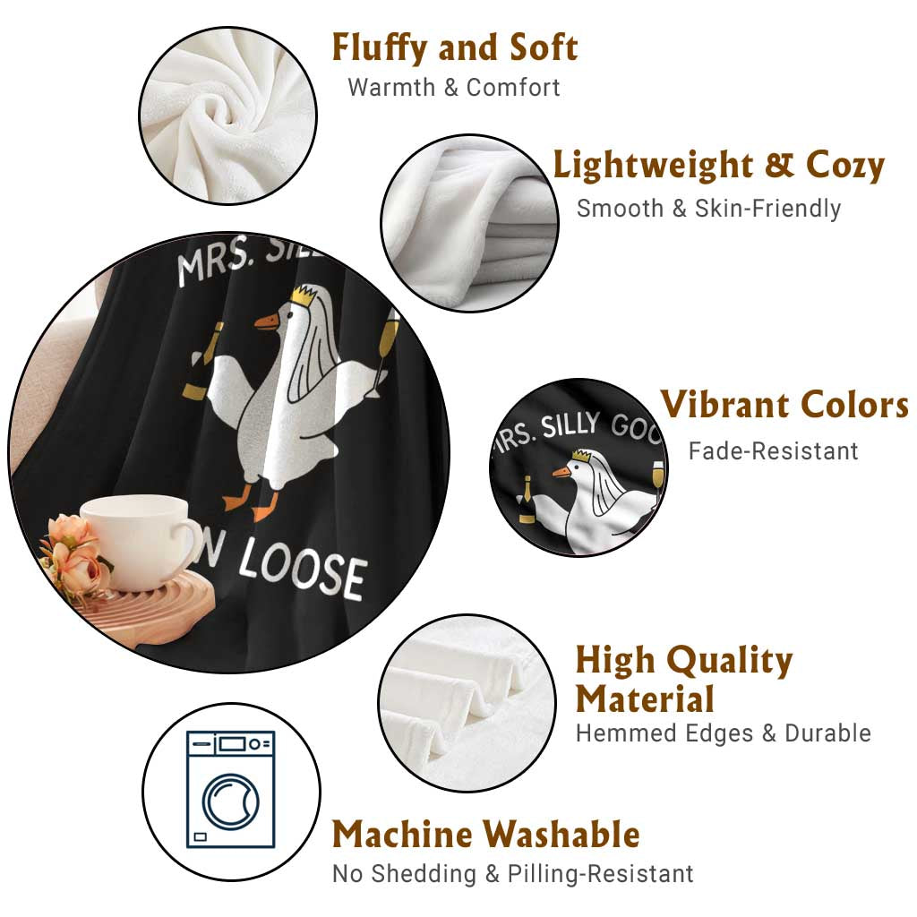 Mrs. Silly Goose Bride Throw Blanket Funny Goose Lovers TS10 Print Your Wear