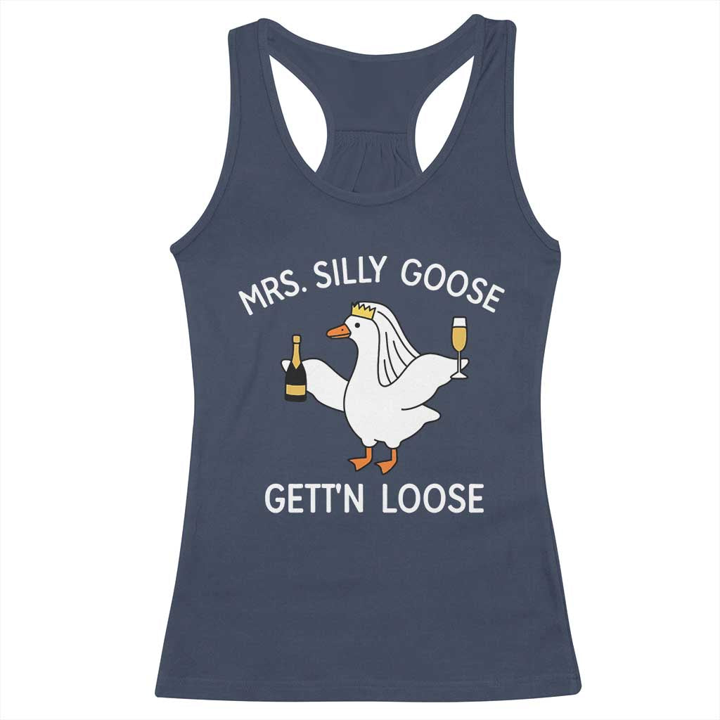 Mrs. Silly Goose Bride Racerback Tank Top Funny Goose Lovers TS10 Navy Print Your Wear