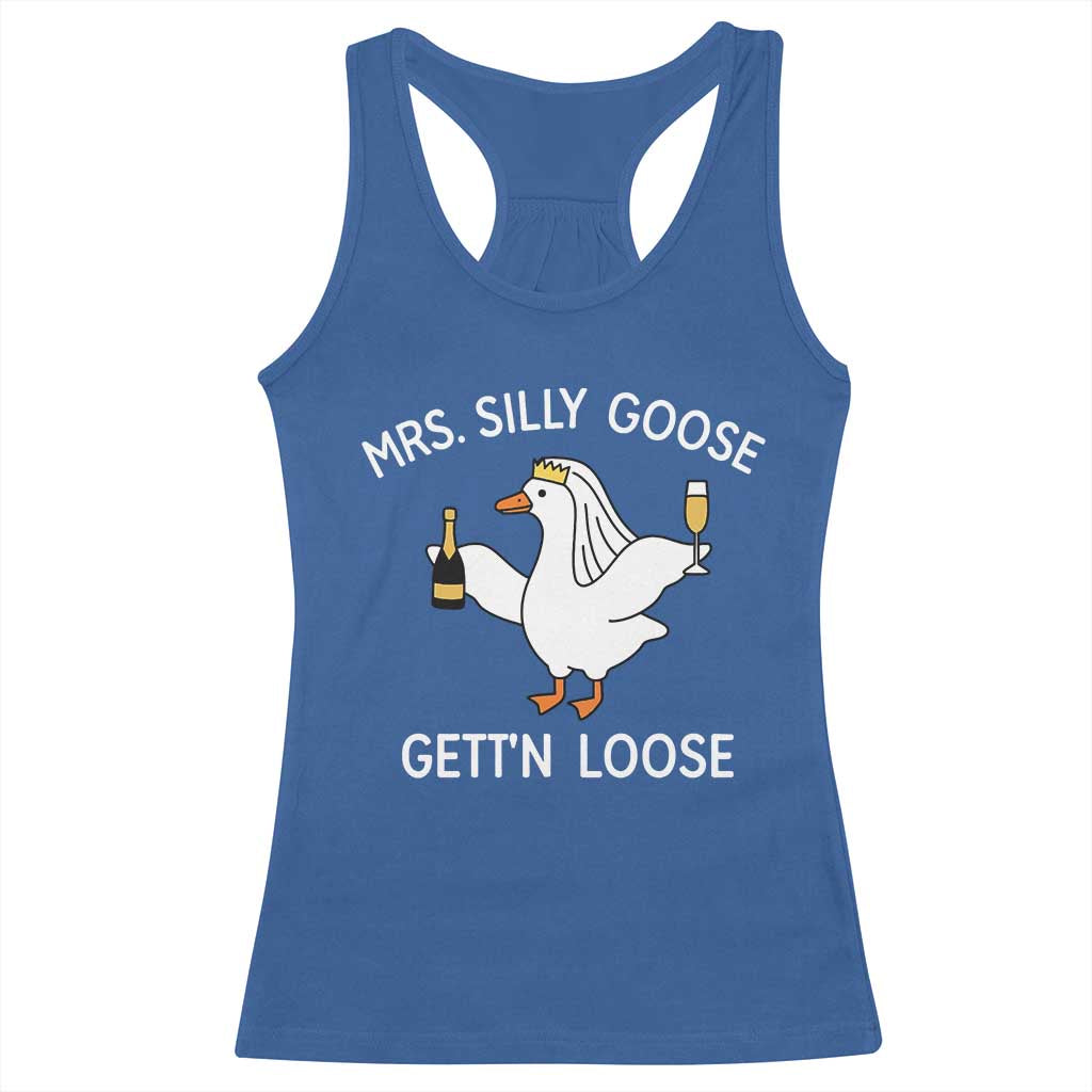Mrs. Silly Goose Bride Racerback Tank Top Funny Goose Lovers TS10 Royal Blue Print Your Wear
