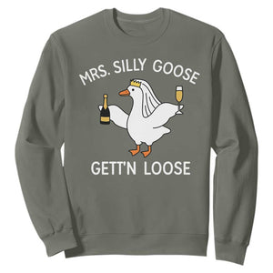 Mrs. Silly Goose Bride Sweatshirt Funny Goose Lovers TS10 Military Green Print Your Wear
