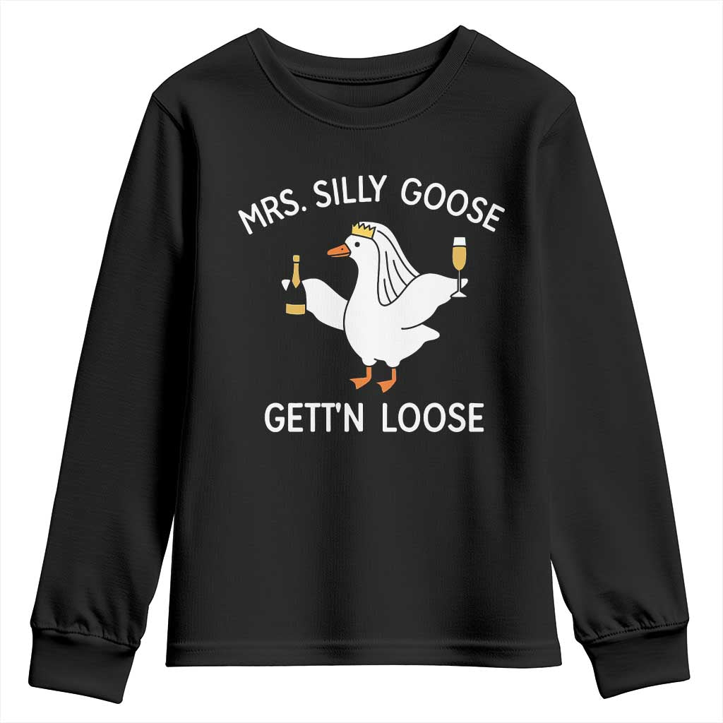 Mrs. Silly Goose Bride Youth Sweatshirt Funny Goose Lovers TS10 Black Print Your Wear