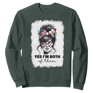 Dominican American Woman Sweatshirt Yes Im Both Of Them TS10 Dark Forest Green Print Your Wear