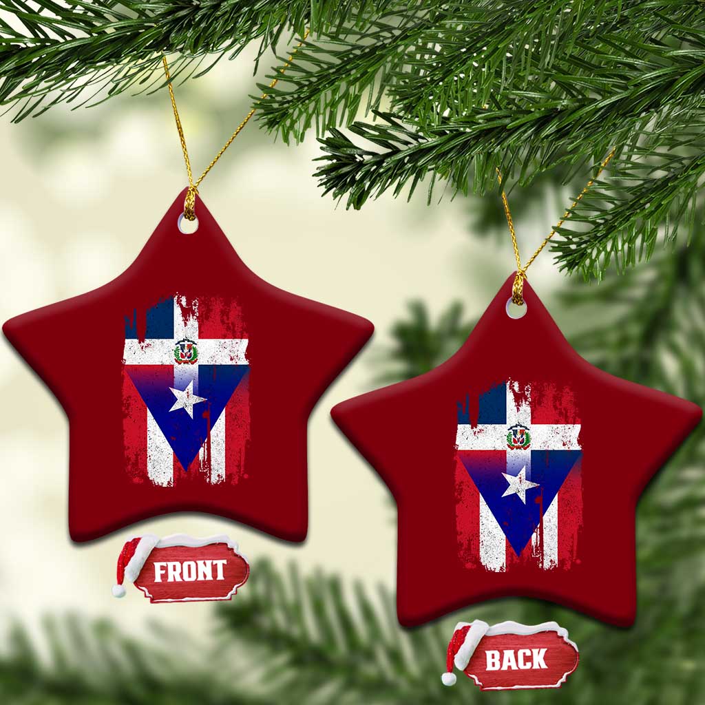 Dominican Puerto Rican Flag Ceramic Ornament Mixed Heritage Pride TS10 Print Your Wear