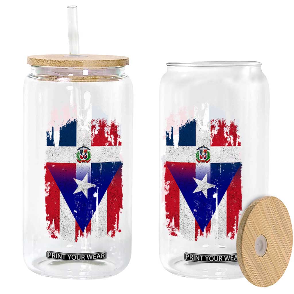 Dominican Puerto Rican Flag Glass Can Mixed Heritage Pride TS10 Print Your Wear