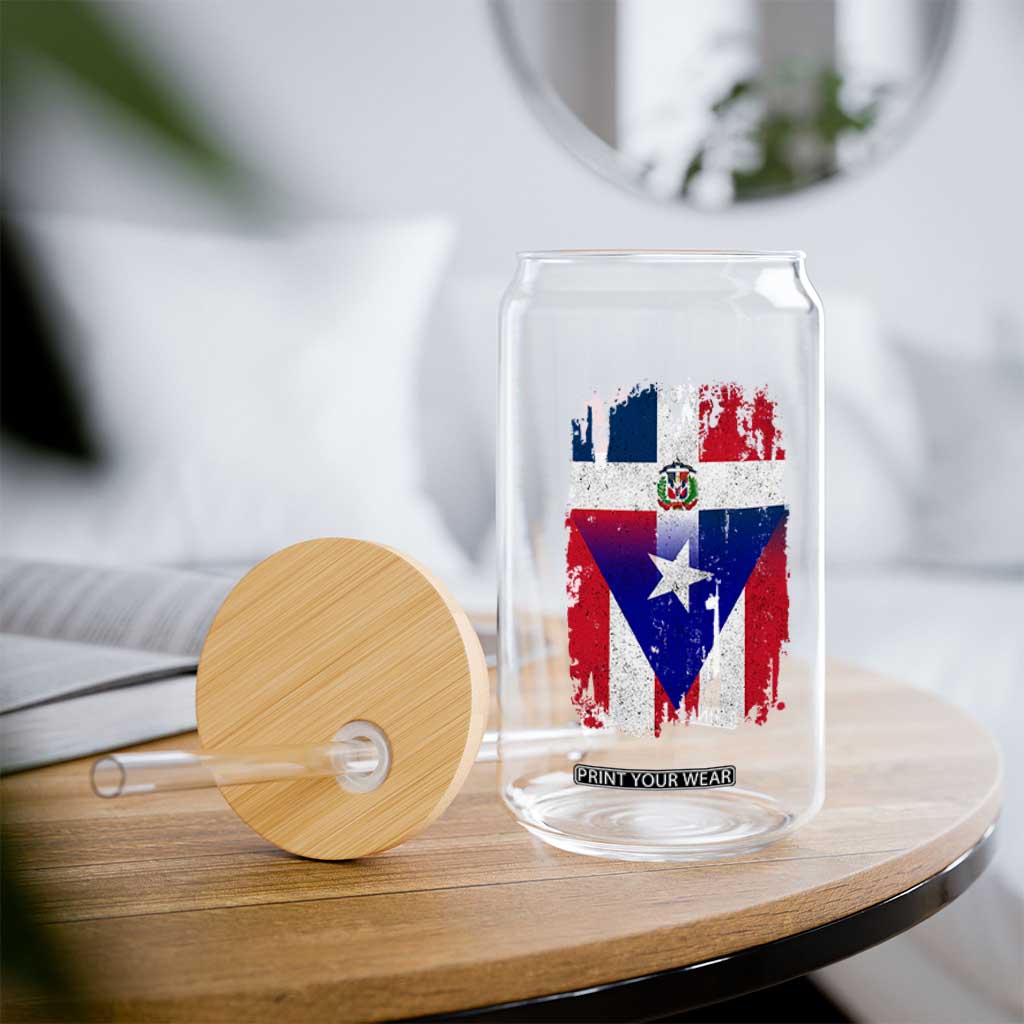 Dominican Puerto Rican Flag Glass Can Mixed Heritage Pride TS10 Print Your Wear