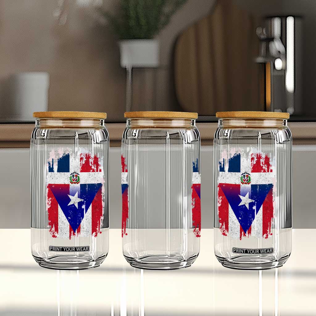 Dominican Puerto Rican Flag Glass Can Mixed Heritage Pride TS10 Print Your Wear