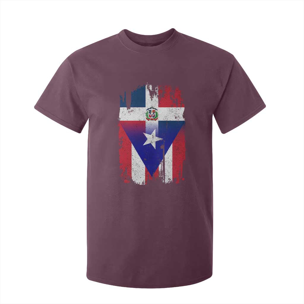 Dominican Puerto Rican Flag T Shirt For Kid Mixed Heritage Pride TS10 Maroon Print Your Wear