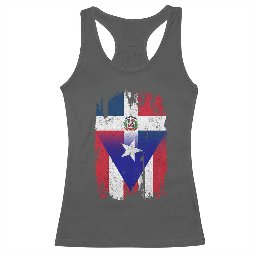 Dominican Puerto Rican Flag Racerback Tank Top Mixed Heritage Pride TS10 Dark Heather Print Your Wear