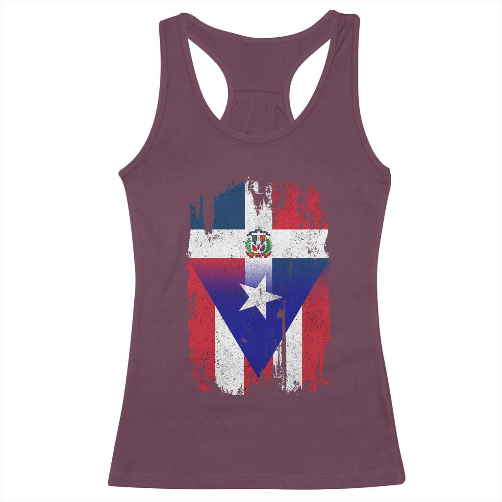 Dominican Puerto Rican Flag Racerback Tank Top Mixed Heritage Pride TS10 Maroon Print Your Wear
