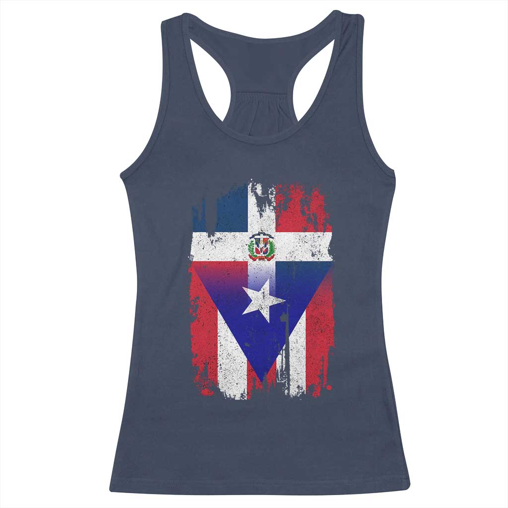 Dominican Puerto Rican Flag Racerback Tank Top Mixed Heritage Pride TS10 Navy Print Your Wear