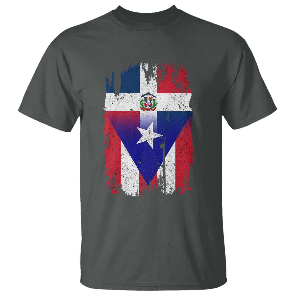 Dominican Puerto Rican Flag T Shirt Mixed Heritage Pride TS10 Dark Heather Print Your Wear
