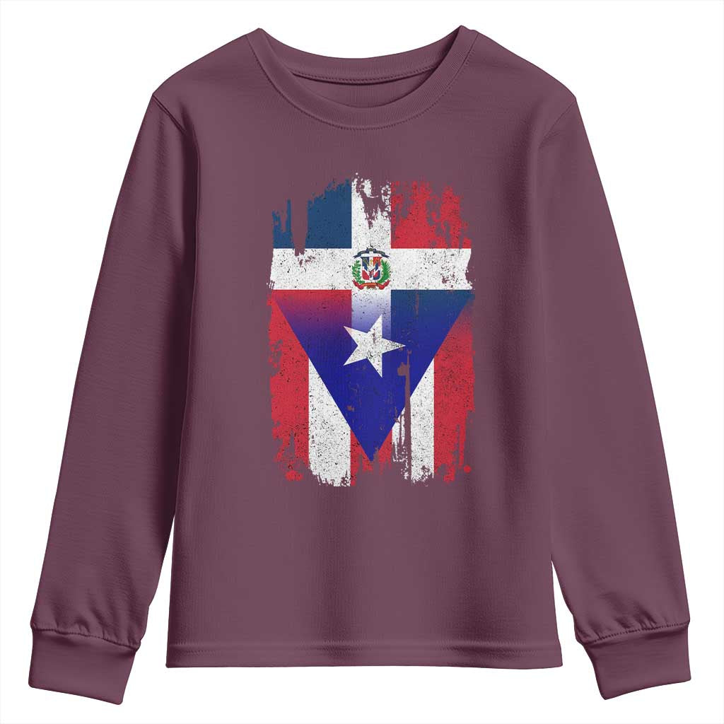 Dominican Puerto Rican Flag Youth Sweatshirt Mixed Heritage Pride TS10 Maroon Print Your Wear