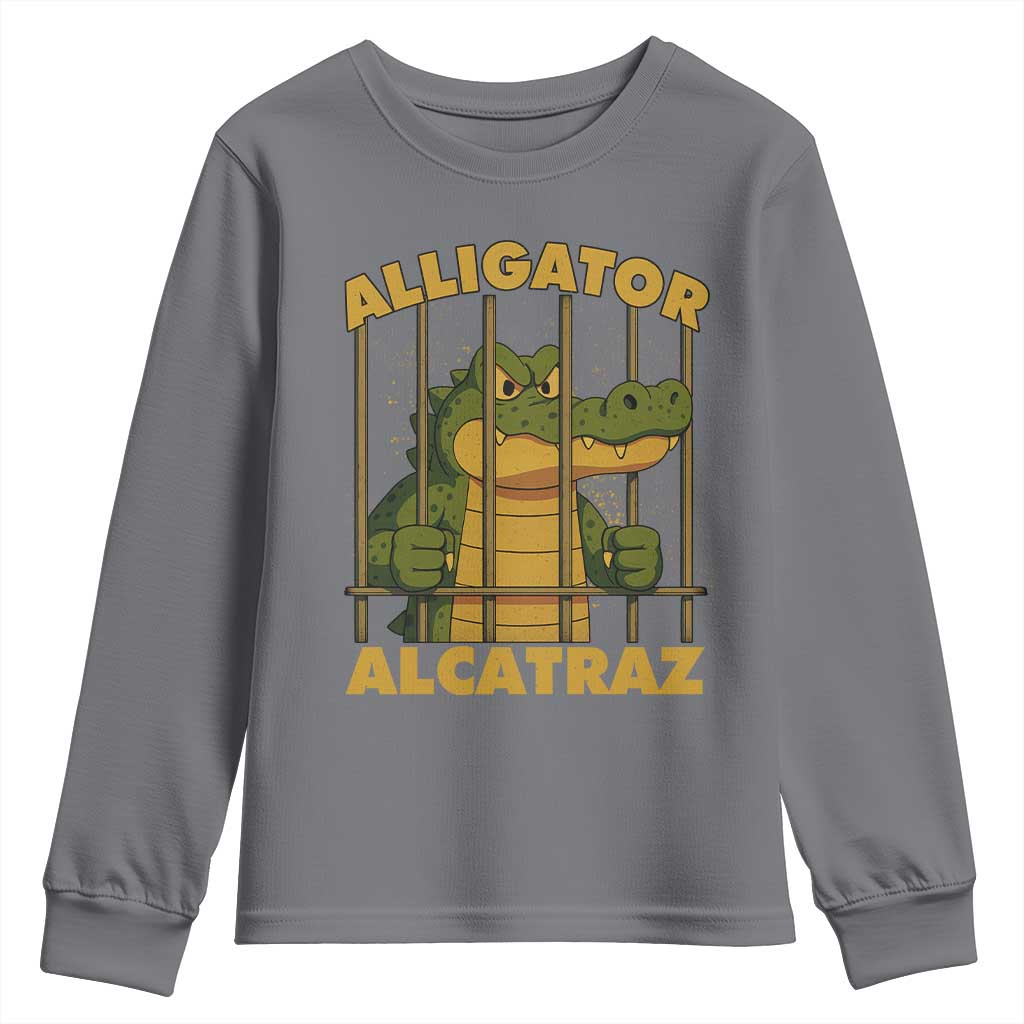 Alligator Alcatraz Florida Everglades Youth Sweatshirt Funny Political Satire Meme TS10 Charcoal Print Your Wear
