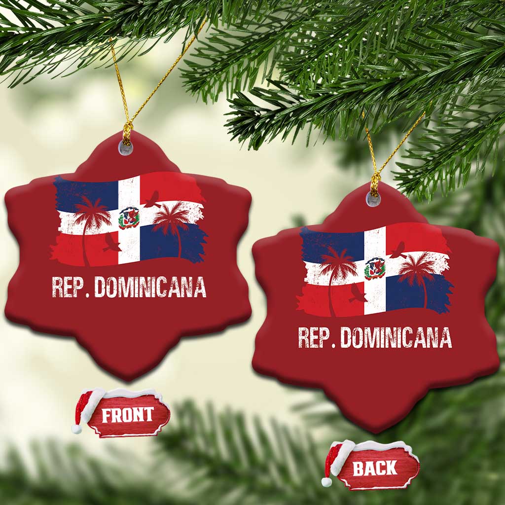 Dominican Republic Flag Christmas Ornament Island Pride Caribbean Heritage TS10 Snow Flake Red Print Your Wear