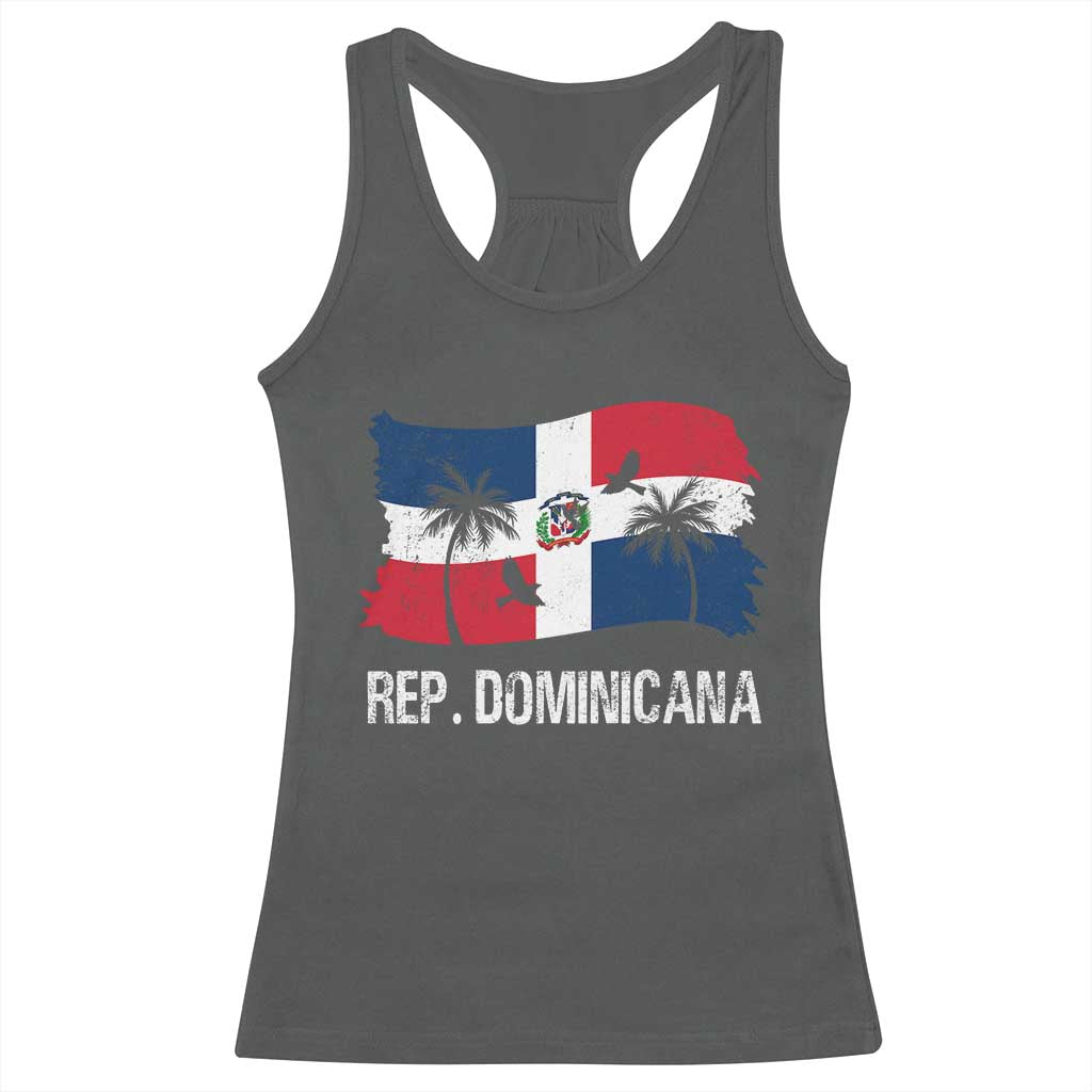 Dominican Republic Flag Racerback Tank Top Island Pride Caribbean Heritage TS10 Dark Heather Print Your Wear