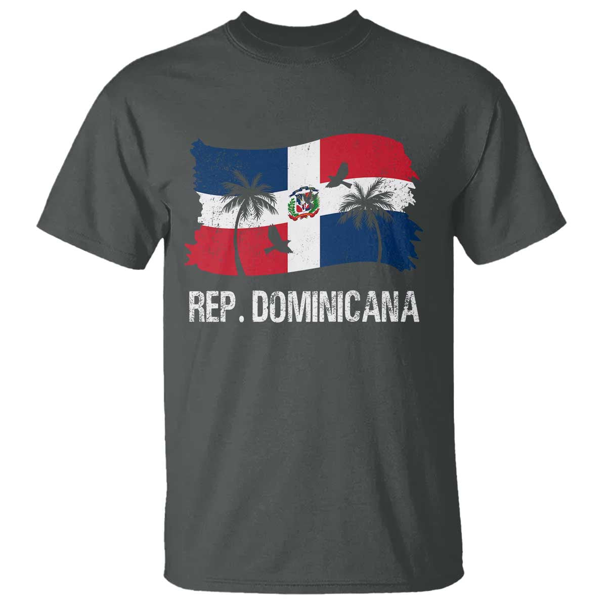 Dominican Republic Flag T Shirt Island Pride Caribbean Heritage TS10 Dark Heather Print Your Wear