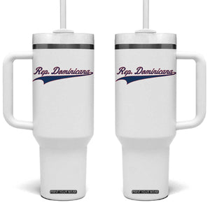 Dominican Republic Tumbler With Handle Rep Dominicana Vintage Flag Baseball Script TS10 One Size: 40 oz White Print Your Wear