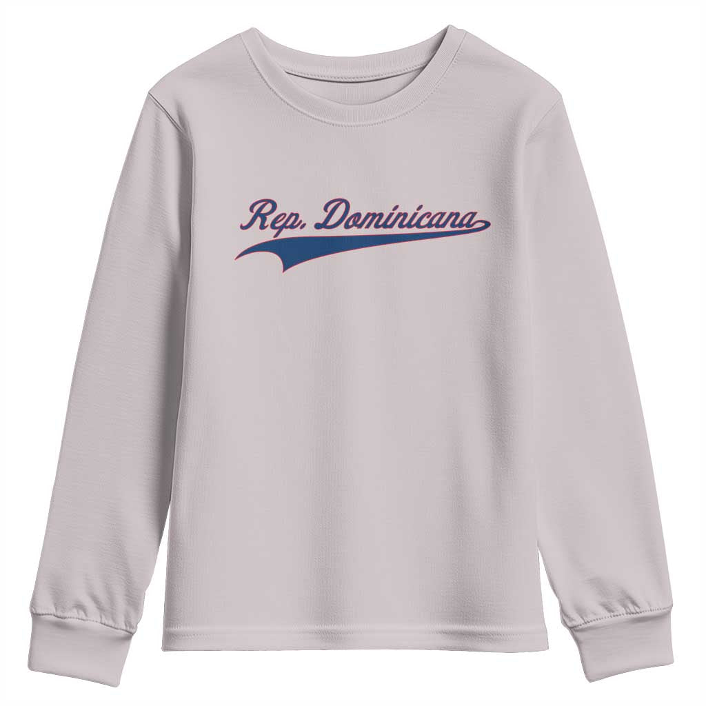Dominican Republic Youth Sweatshirt Rep Dominicana Vintage Flag Baseball Script TS10 Ice Gray Print Your Wear