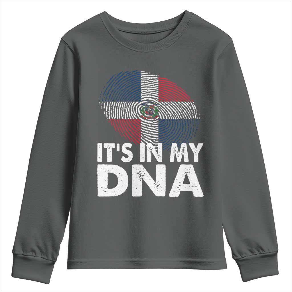It's in My DNA Dominican Flag Youth Sweatshirt TS10 Dark Heather Print Your Wear