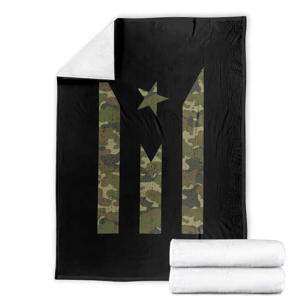 Camo Puerto Rico Flag Throw Blanket Hispanic Heritage Month Boricua Rican TS10 Black Print Your Wear