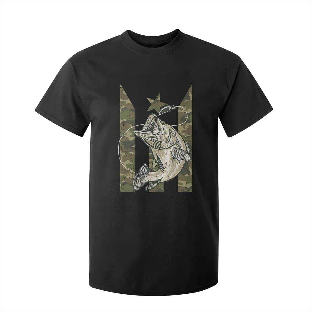 Fishing Puerto Rico Flag T Shirt For Kid Bass Fish Fisherman Camo Camouflage US Flag TS10 Black Print Your Wear