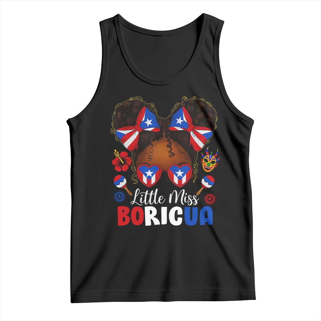 Little Miss Boricua Tank Top Puerto Rican Afro Messy Bun Girls Kids TS10 Black Print Your Wear