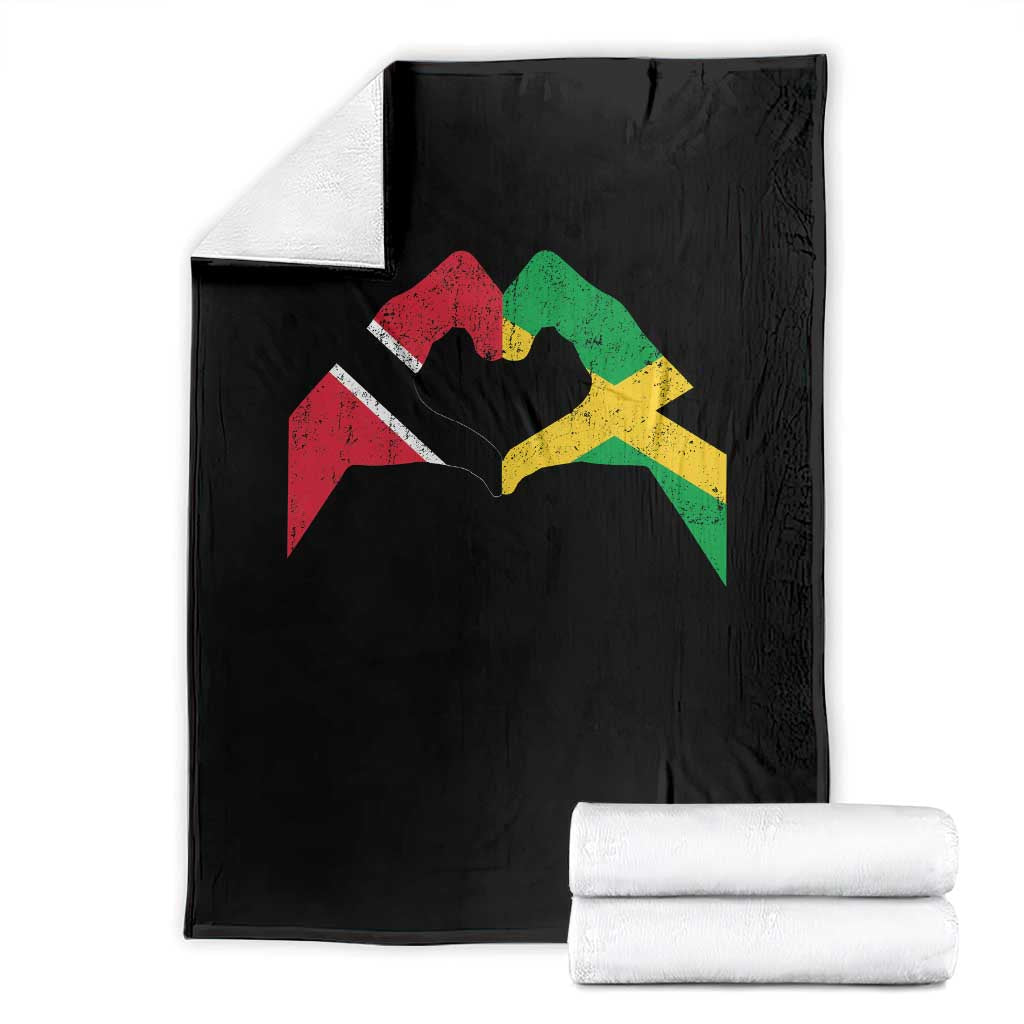 Trinidad and Tobago Jamaican Throw Blanket Two Flags One Heart TS10 Black Print Your Wear