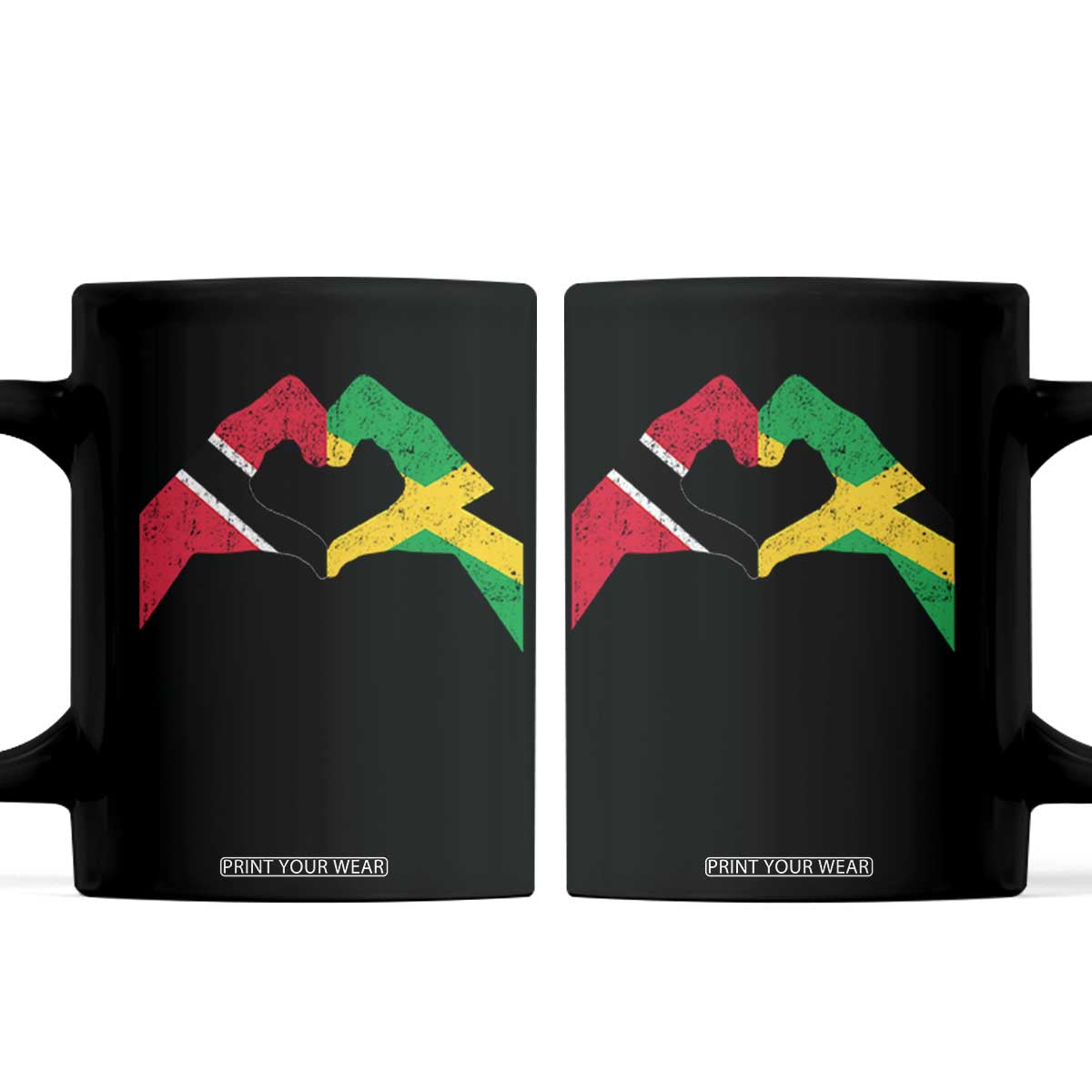 Trinidad and Tobago Jamaican Coffee Mug Two Flags One Heart TS10 Black Print Your Wear