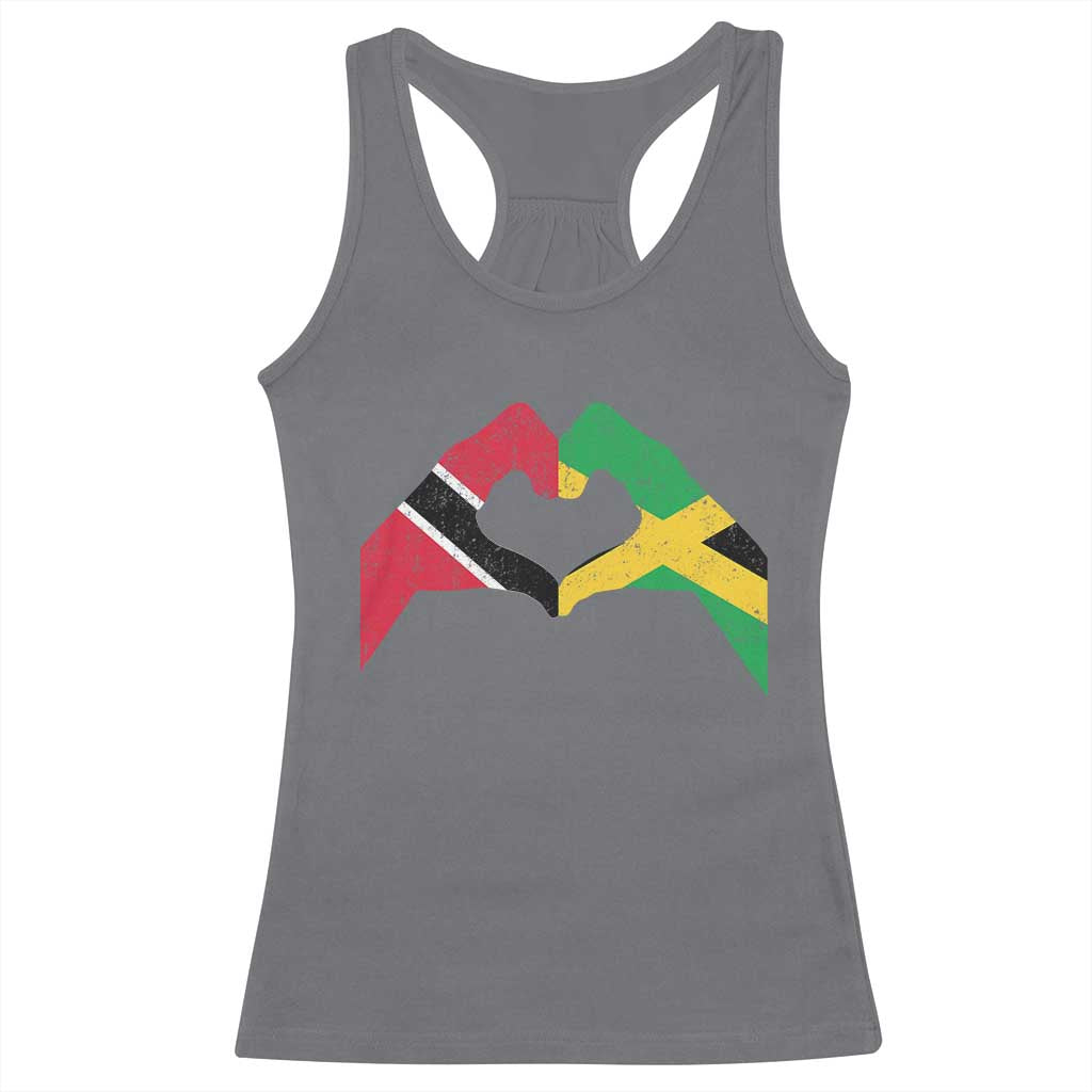 Trinidad and Tobago Jamaican Racerback Tank Top Two Flags One Heart TS10 Charcoal Print Your Wear