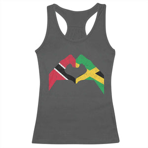 Trinidad and Tobago Jamaican Racerback Tank Top Two Flags One Heart TS10 Dark Heather Print Your Wear
