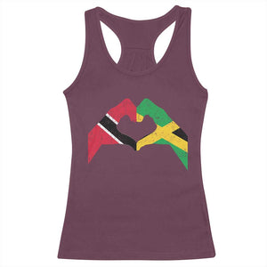 Trinidad and Tobago Jamaican Racerback Tank Top Two Flags One Heart TS10 Maroon Print Your Wear