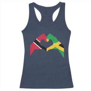 Trinidad and Tobago Jamaican Racerback Tank Top Two Flags One Heart TS10 Navy Print Your Wear