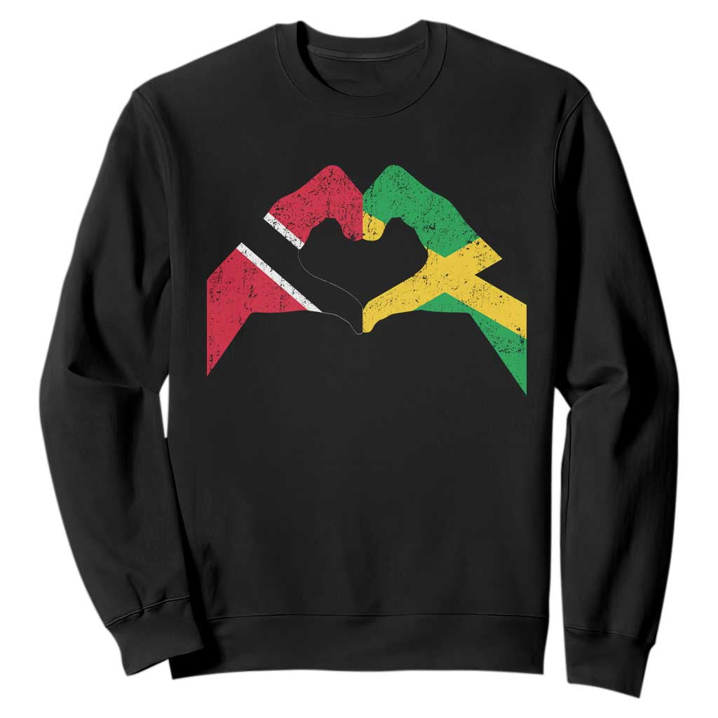 Trinidad and Tobago Jamaican Sweatshirt Two Flags One Heart TS10 Black Print Your Wear