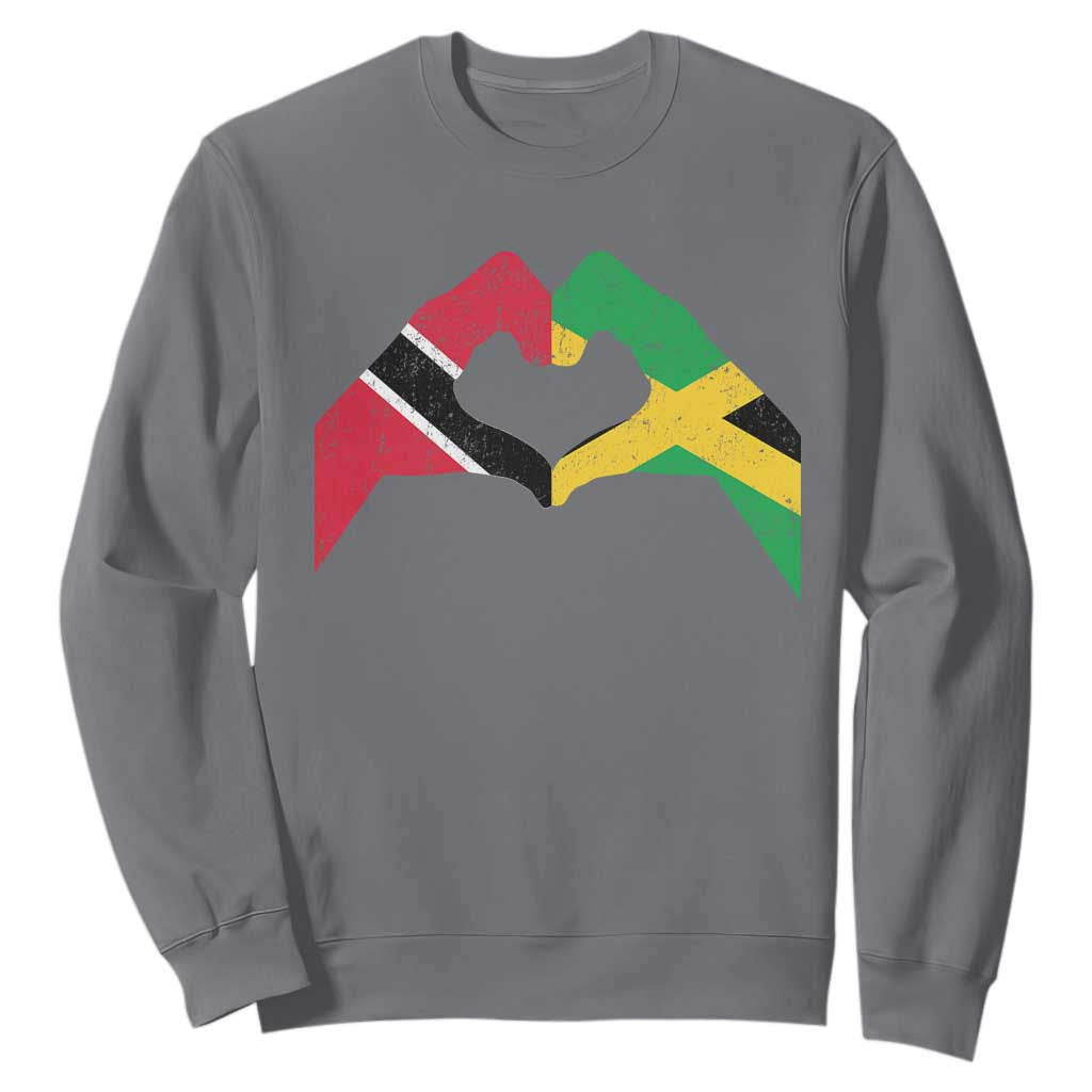 Trinidad and Tobago Jamaican Sweatshirt Two Flags One Heart TS10 Charcoal Print Your Wear