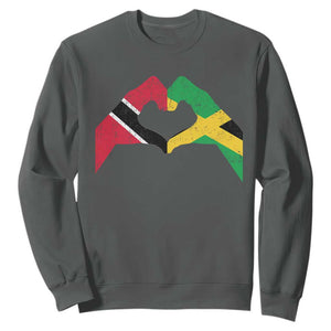 Trinidad and Tobago Jamaican Sweatshirt Two Flags One Heart TS10 Dark Heather Print Your Wear