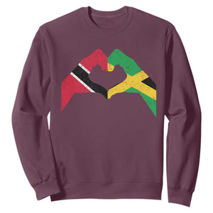 Trinidad and Tobago Jamaican Sweatshirt Two Flags One Heart TS10 Maroon Print Your Wear