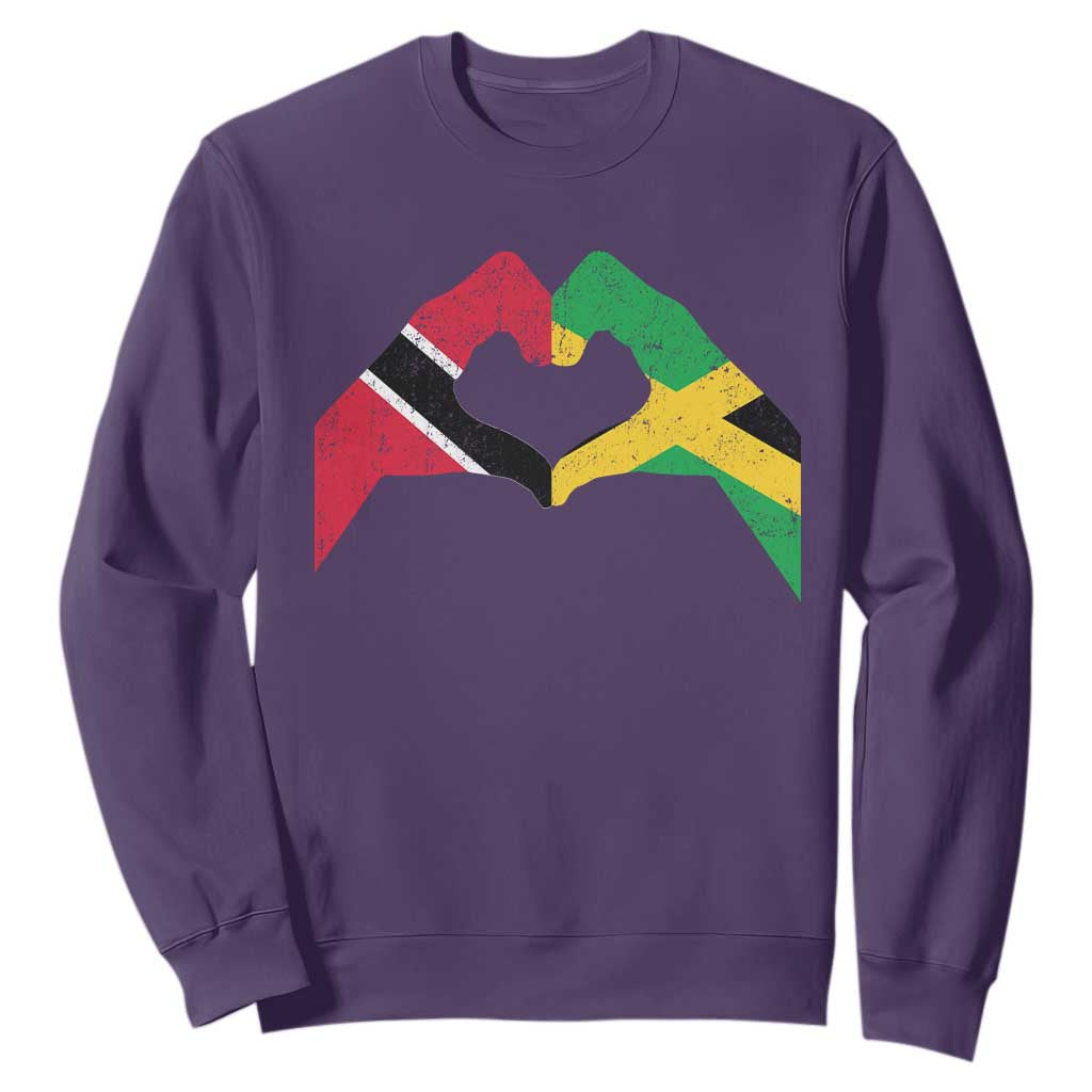 Trinidad and Tobago Jamaican Sweatshirt Two Flags One Heart TS10 Purple Print Your Wear
