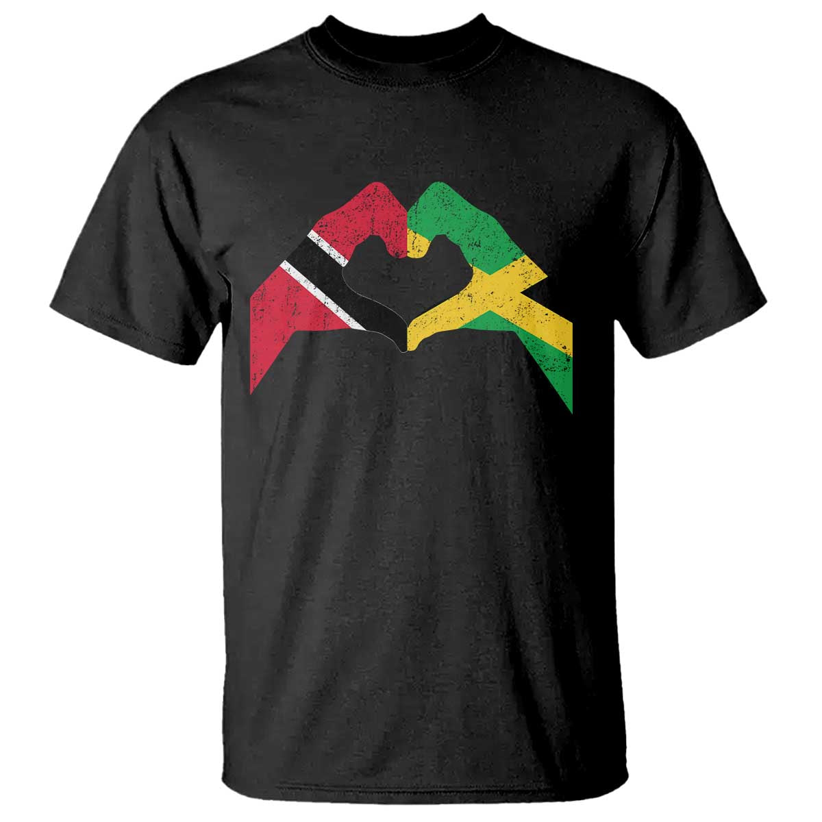 Trinidad and Tobago Jamaican T Shirt Two Flags One Heart TS10 Black Print Your Wear