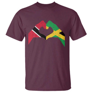 Trinidad and Tobago Jamaican T Shirt Two Flags One Heart TS10 Maroon Print Your Wear