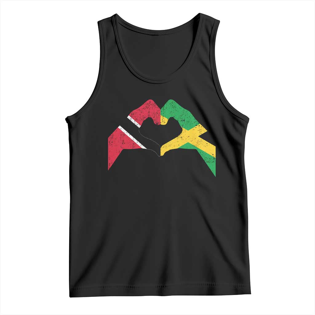Trinidad and Tobago Jamaican Tank Top Two Flags One Heart TS10 Black Print Your Wear