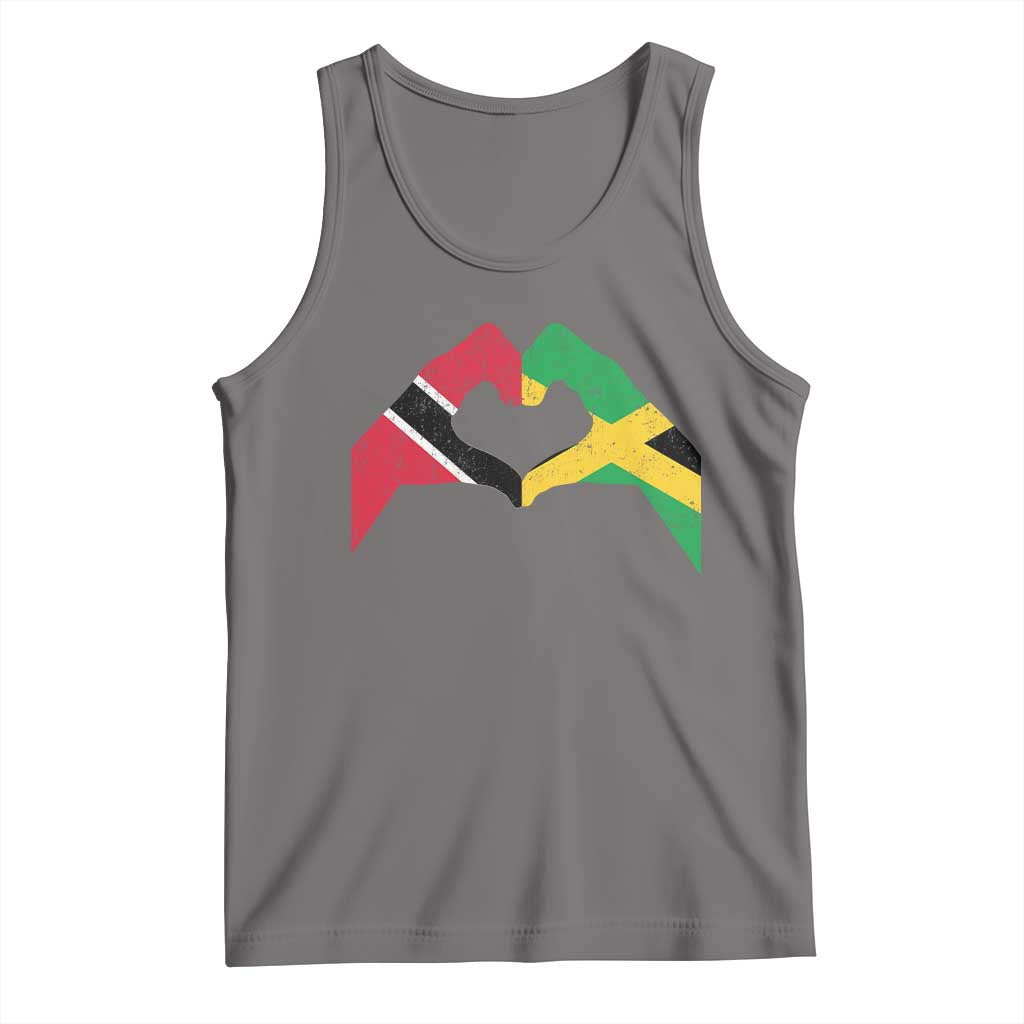 Trinidad and Tobago Jamaican Tank Top Two Flags One Heart TS10 Deep Heather Print Your Wear