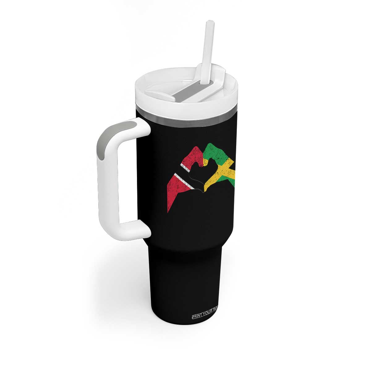 Trinidad and Tobago Jamaican Tumbler With Handle Two Flags One Heart TS10 Print Your Wear