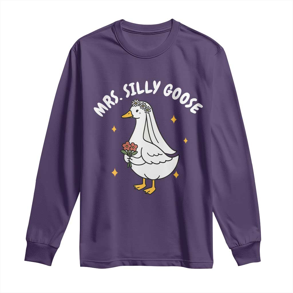 Mrs. Silly Goose Bride Long Sleeve Shirt Funny Goose Lovers Bride To Be TS10 Purple Print Your Wear