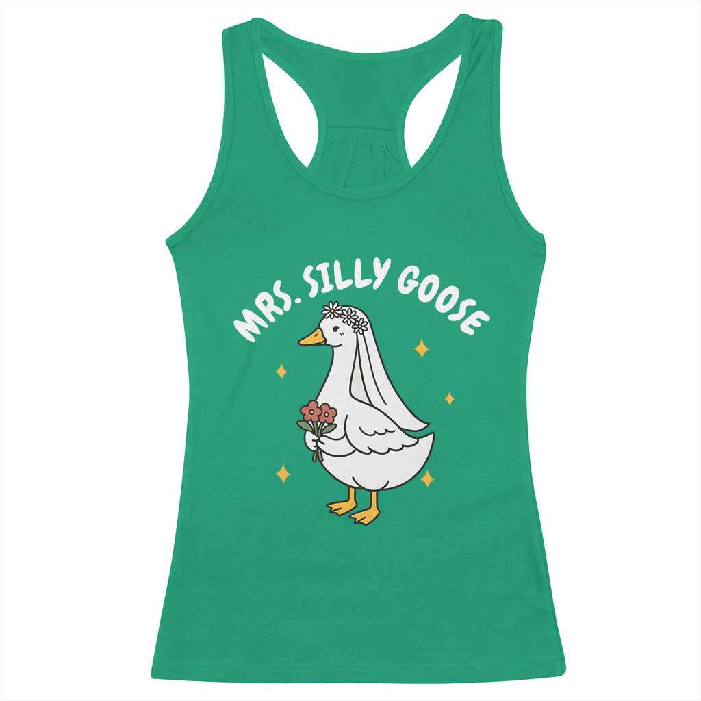 Mrs. Silly Goose Bride Racerback Tank Top Funny Goose Lovers Bride To Be TS10 Irish Green Print Your Wear