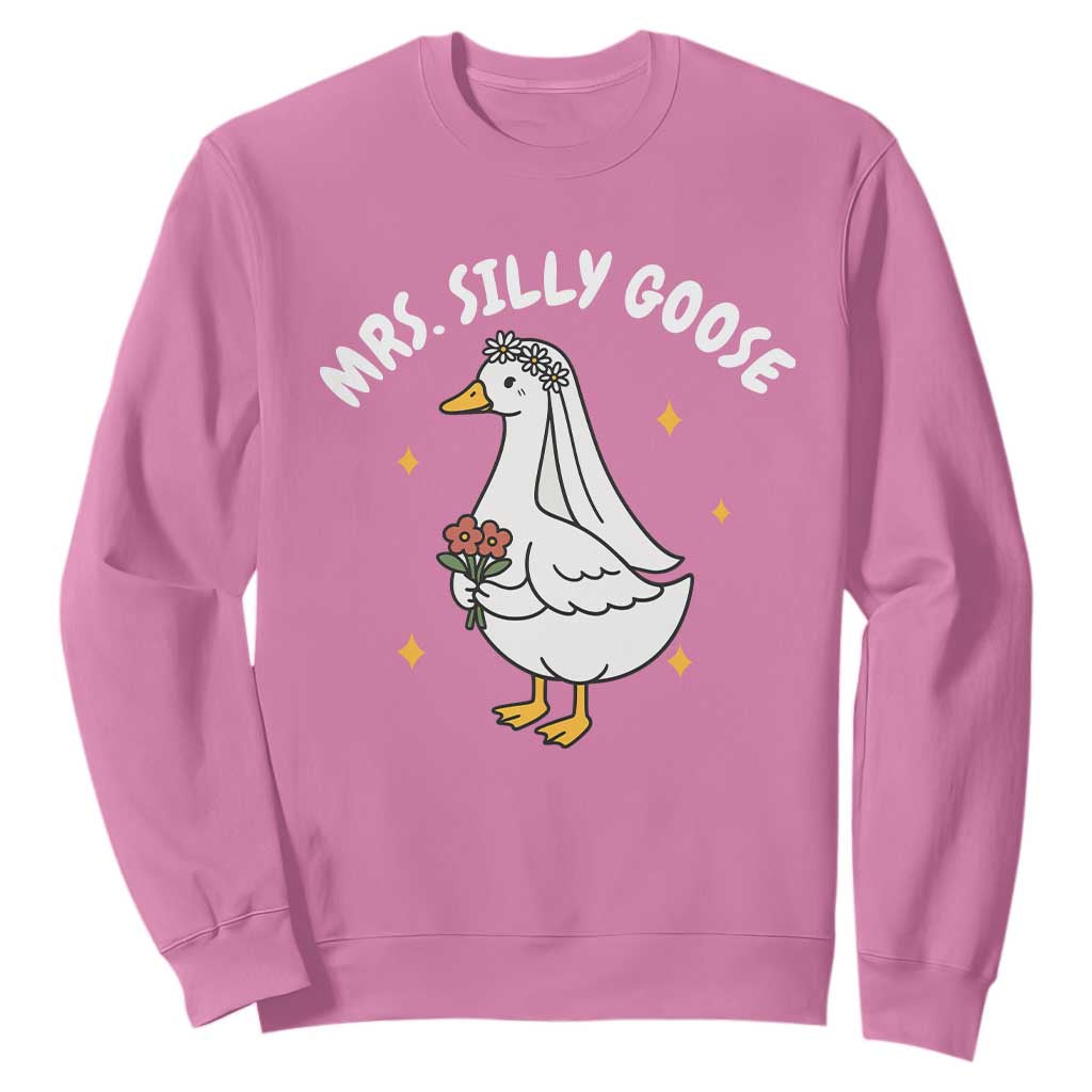 Mrs. Silly Goose Bride Sweatshirt Funny Goose Lovers Bride To Be TS10 Azalea Print Your Wear