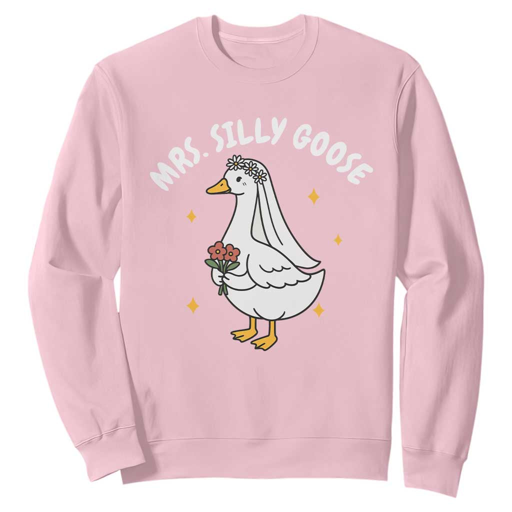 Mrs. Silly Goose Bride Sweatshirt Funny Goose Lovers Bride To Be TS10 Light Pink Print Your Wear
