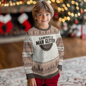 Funny Woodworker Carpenter Ugly Christmas Sweater Sawdust Is Man Glitter Graphic TS10 Mocha Mousse Print Your Wear