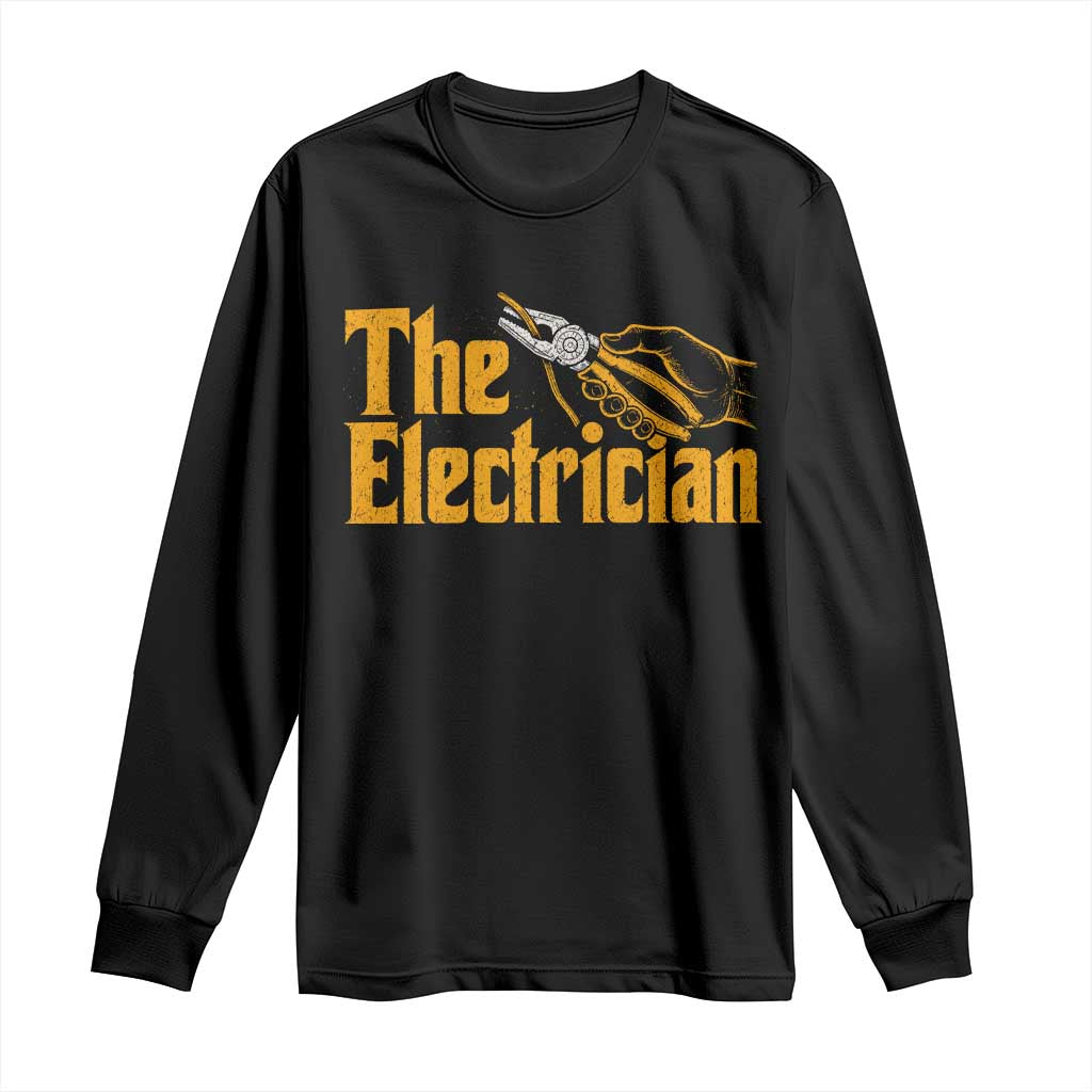 The Electrician Long Sleeve Shirt Vintage Wire Stripper Pliers Graphic TS10 Black Print Your Wear